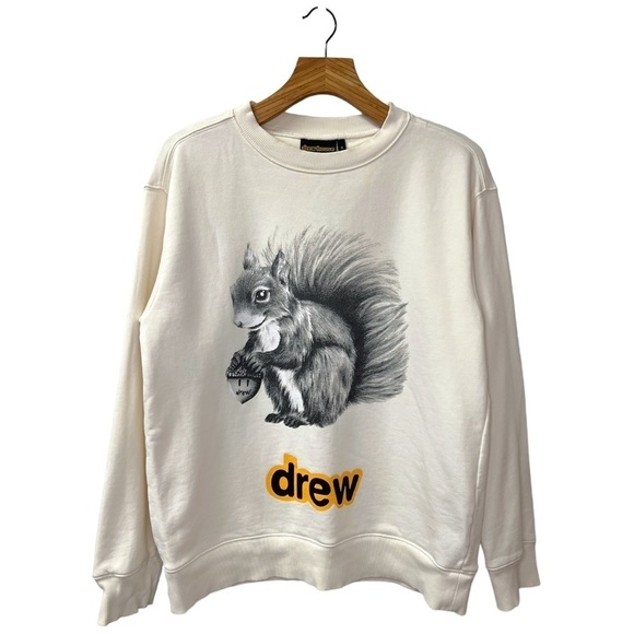 Drew House NEW Real Sherman Squirrel Crewneck Sweatshirt Off White Size S NWOT - Picture 1 of 8